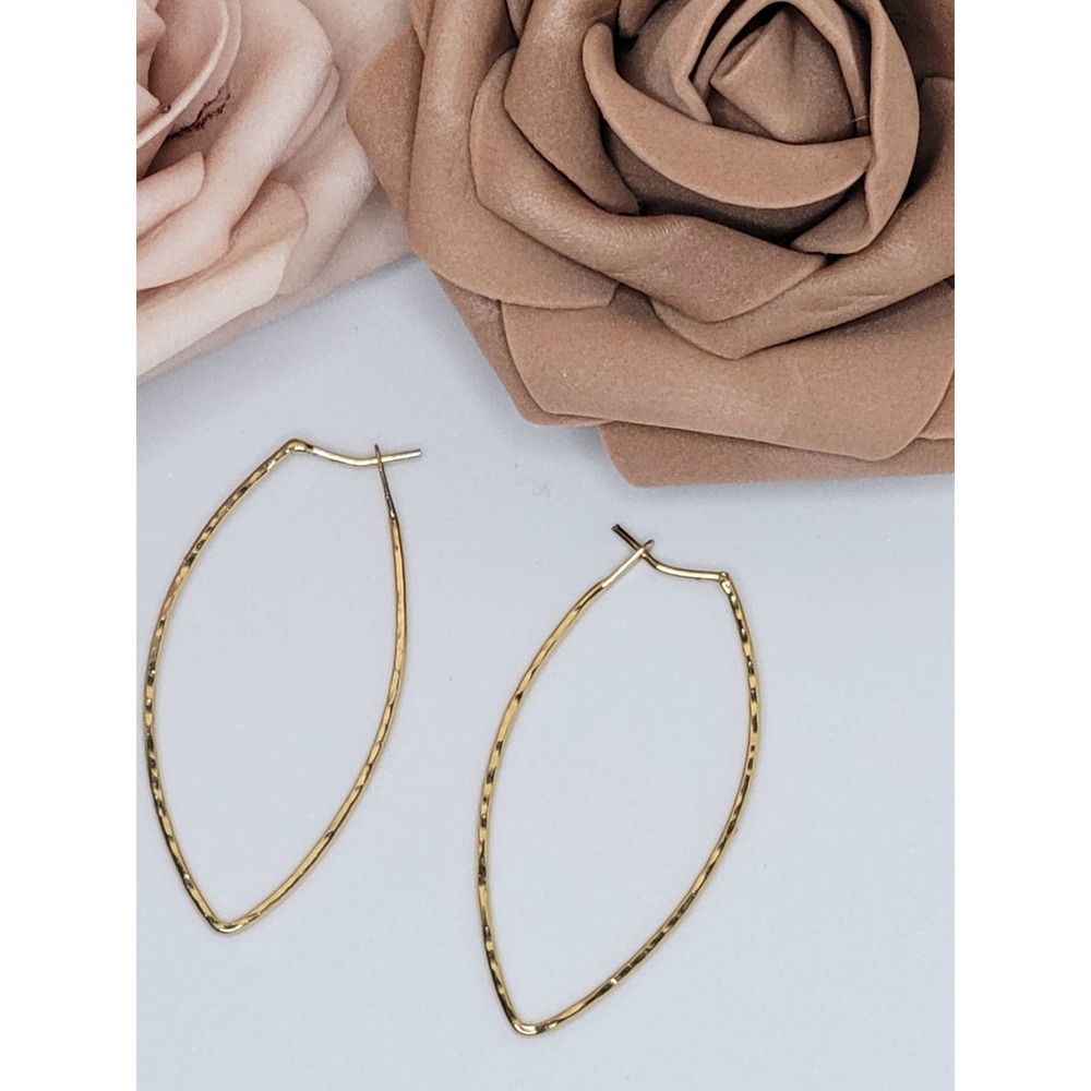 FINAL PRICE! Argento Vivo 14k Gold Leaf Shaped Hoops